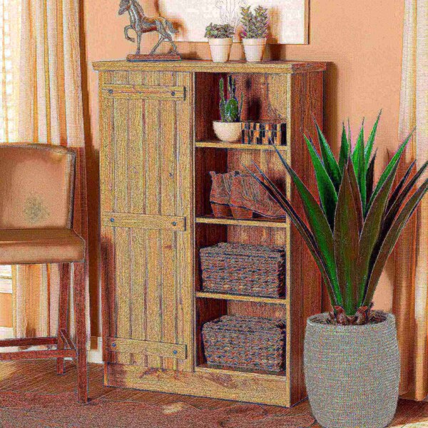 Baxton Studio Eren Modern and Contemporary Farmhouse Natural Oak Brown Finished Wood 1-Door Shoe Cabinet - 177-11077-ZORO