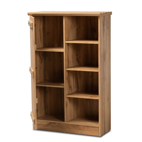 Baxton Studio Eren Modern and Contemporary Farmhouse Natural Oak Brown Finished Wood 1-Door Shoe Cabinet - 177-11077-ZORO