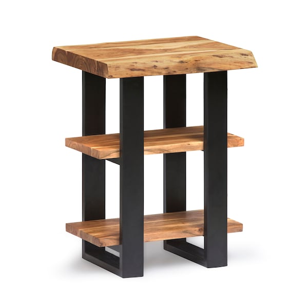 Alaterre Furniture Alpine Natural Live Edge Wood 2-Shelf End Table - AWAA0220