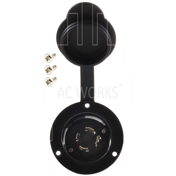 Ac Works 20A 125/250V L14-20P Power Input Inlet with Weather Cover - ASINL1420P-FC