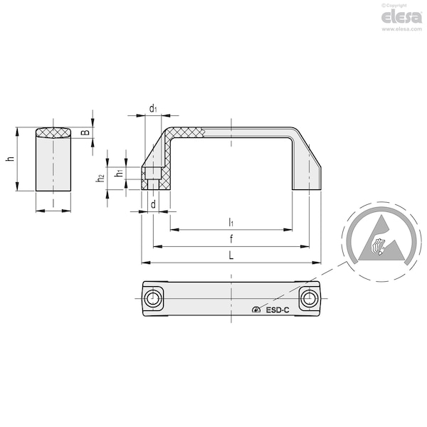 Elesa Bridge handles, M.443/110-CH-ESD-C - M.443 ESD