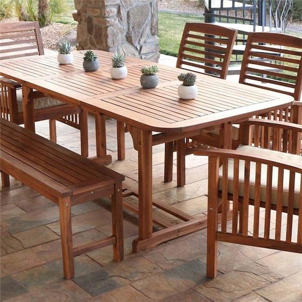 Walker Edison Furniture WalkerEdison OWTEXBR Acacia Wood Patio Butterfly Table; Brown - OWTEXBR