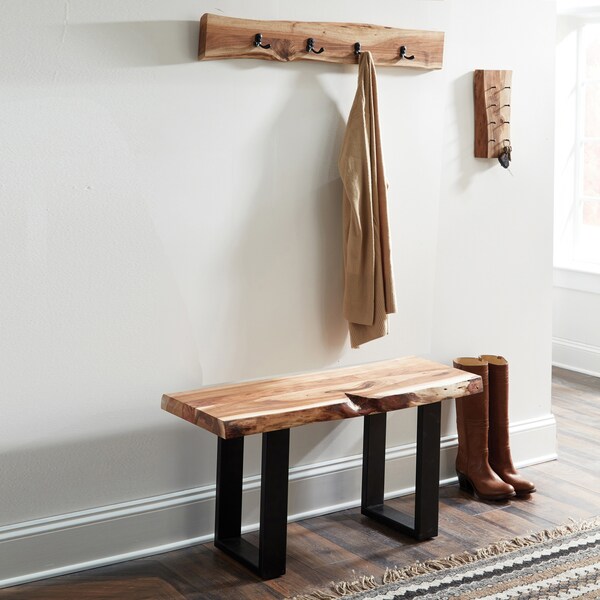 Alaterre Furniture Alpine Natural Live Edge Wood 36" Coat Hooks - AWAA2320