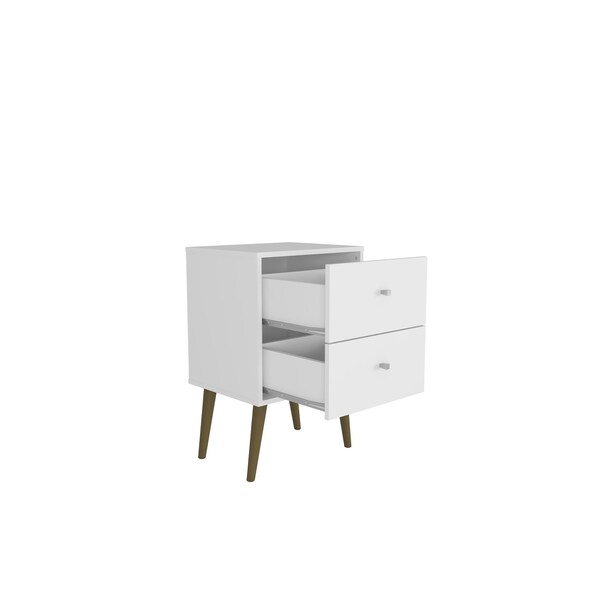 Manhattan Comfort Nightstand, Mid Century, White - 204AMC6