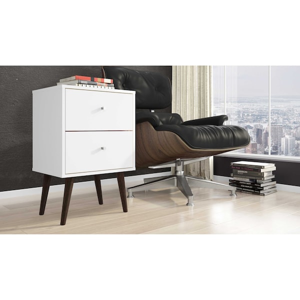 Manhattan Comfort Nightstand, Mid Century, White - 204AMC6