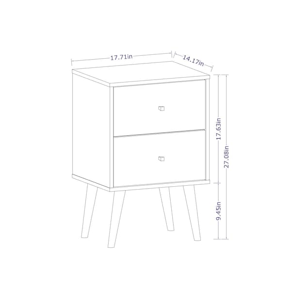 Manhattan Comfort Nightstand, Mid Century, White - 204AMC6