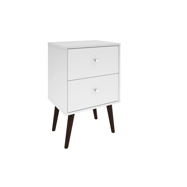 Manhattan Comfort Nightstand, Mid Century, White - 204AMC6