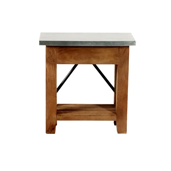 Alaterre Furniture Millwork 22" Wood and Zinc Metal End Table with Shelf - AWMW0271Z
