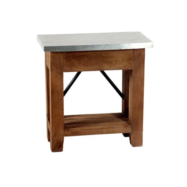 Alaterre Furniture Millwork 22" Wood and Zinc Metal End Table with Shelf - AWMW0271Z