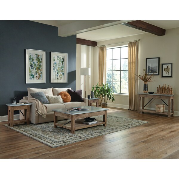 Alaterre Furniture Millwork 22" Wood and Zinc Metal End Table with Shelf - AWMW0271Z