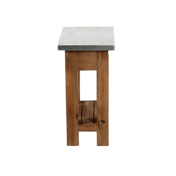 Alaterre Furniture Millwork 22" Wood and Zinc Metal End Table with Shelf - AWMW0271Z