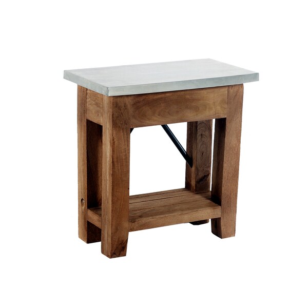 Alaterre Furniture Millwork 22" Wood and Zinc Metal End Table with Shelf - AWMW0271Z