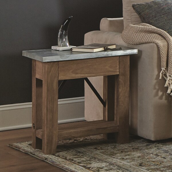 Alaterre Furniture Millwork 22" Wood and Zinc Metal End Table with Shelf - AWMW0271Z