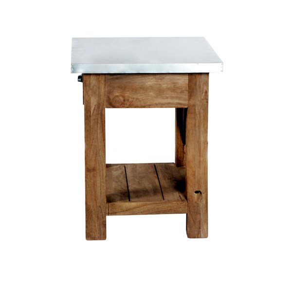 Alaterre Furniture Millwork 22" Wood and Zinc Metal End Table with Shelf - AWMW0271Z