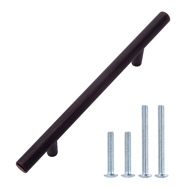 South Main Hardware Euro Bar Cabinet Handle (3/8" Diameter), 6.13" Length (3.75" Hole Center), Oil Rubbed Bronze, 10PK - SH200-OR-10