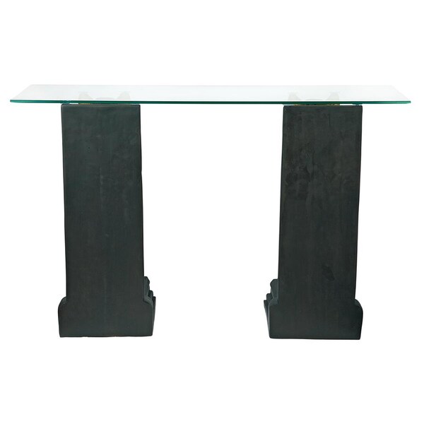Design Toscano Royal Egyptian Cheetahs Sculptural Glass-Topped Console - KY559534
