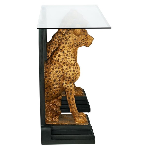 Design Toscano Royal Egyptian Cheetahs Sculptural Glass-Topped Console - KY559534
