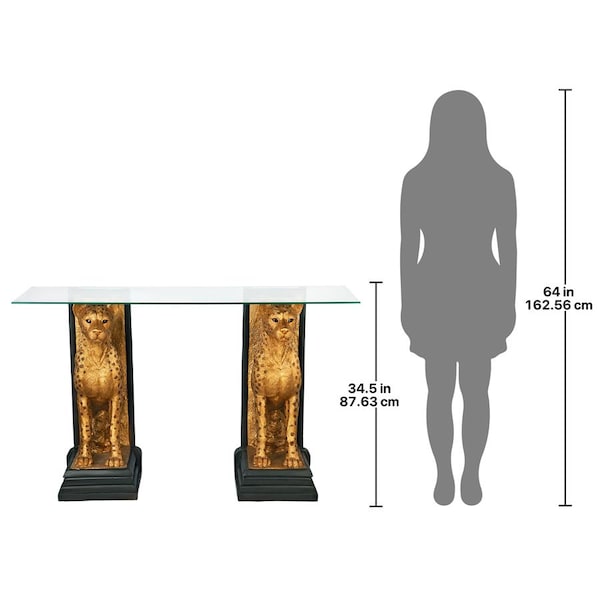 Design Toscano Royal Egyptian Cheetahs Sculptural Glass-Topped Console - KY559534
