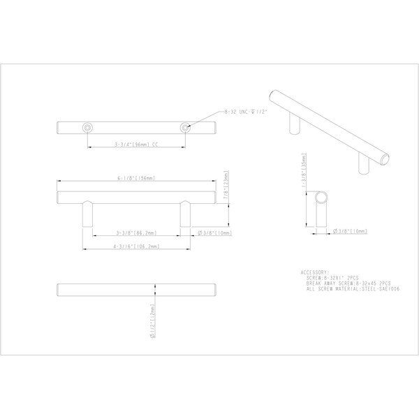 Elements By Hardware Resources 96 mm Center-to-Center Dark Brushed Bronze Naples Cabinet Bar Pull - 156DBB