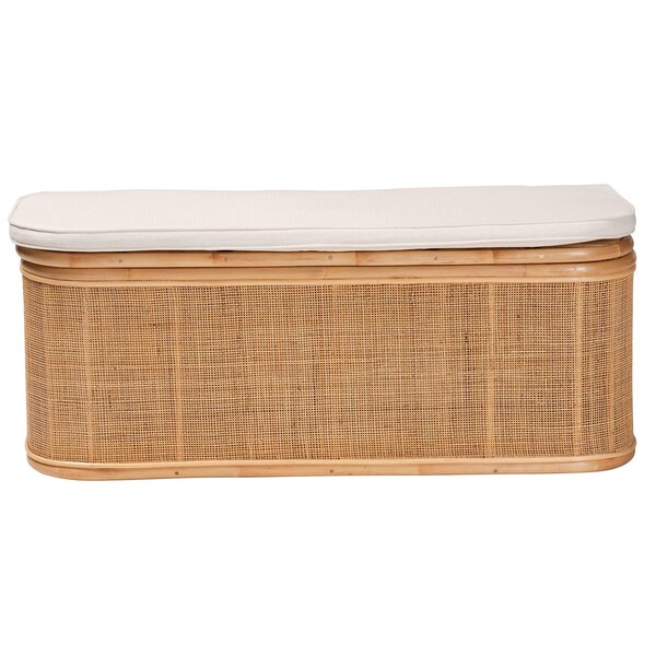 Bali & Pari Ishana Bohemian Natural Rattan Storage Bench - 244-13669-ZORO