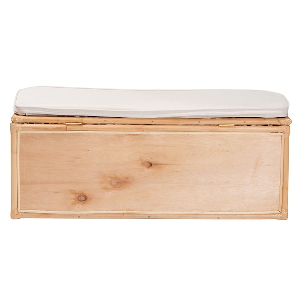 Bali & Pari Ishana Bohemian Natural Rattan Storage Bench - 244-13669-ZORO