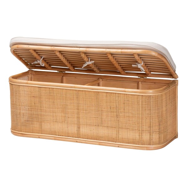 Bali & Pari Ishana Bohemian Natural Rattan Storage Bench - 244-13669-ZORO