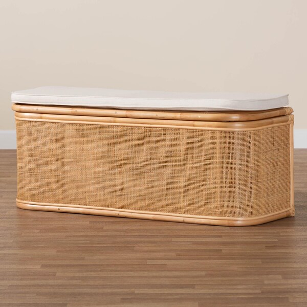 Bali & Pari Ishana Bohemian Natural Rattan Storage Bench - 244-13669-ZORO
