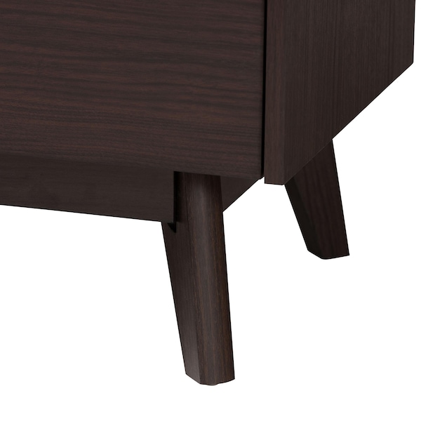 Baxton Studio Giancarlo Mid-Century Modern Espresso Brown Wood 3-Drawer Storage Chest with Rattan door - 242-13626-ZORO