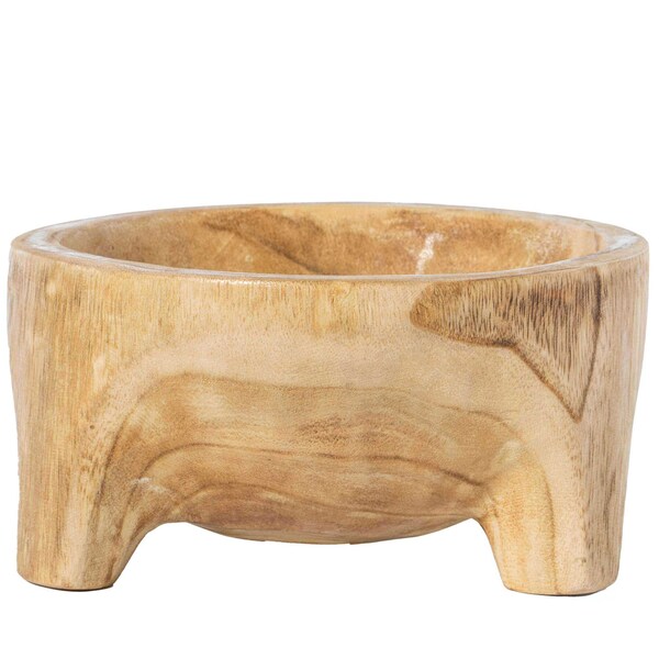 Vintiquewise Burned Wood Carved Small Serving Fruit Bowl Bread Basket - QI003845