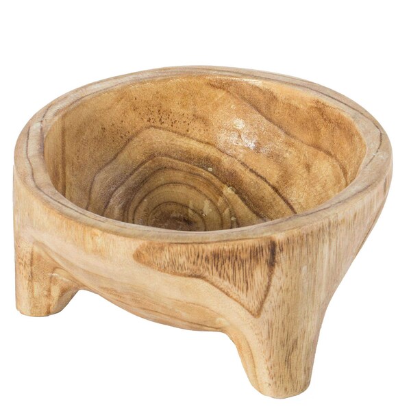 Vintiquewise Burned Wood Carved Small Serving Fruit Bowl Bread Basket - QI003845