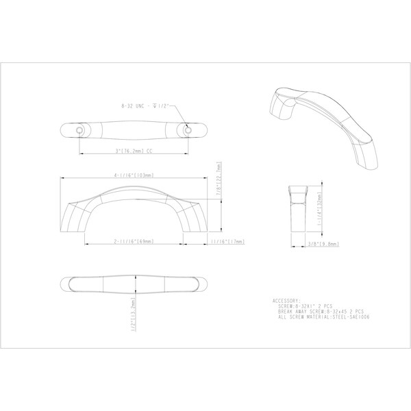 Elements By Hardware Resources 3" Center-to-Center Satin Nickel Aiden Cabinet Pull - 993-3SN