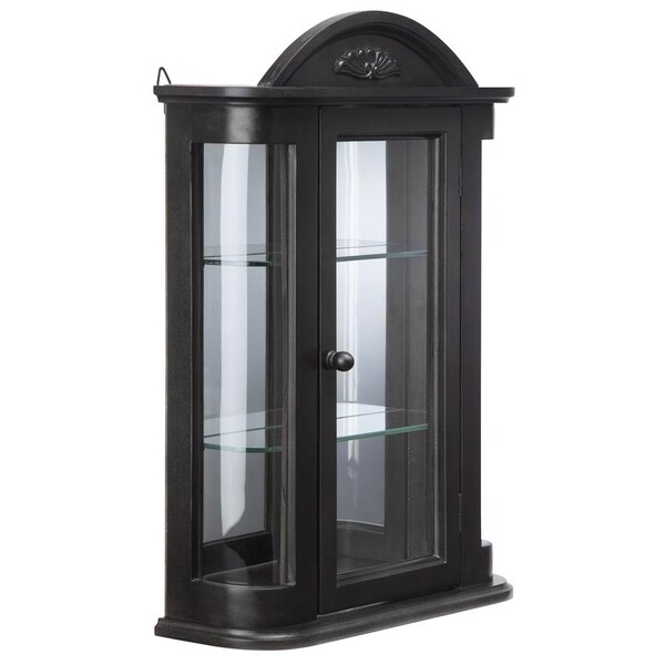 Design Toscano Rosedale Hardwood Wall Curio Cabinet: Ebony Black Finish - BN15222