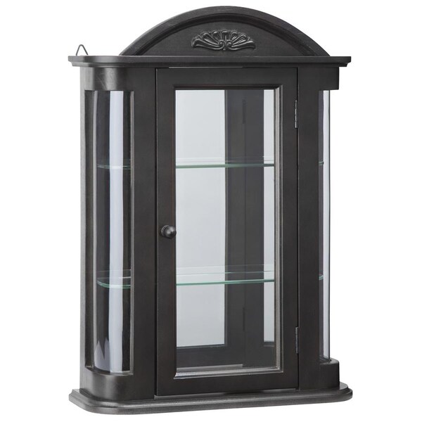 Design Toscano Rosedale Hardwood Wall Curio Cabinet: Ebony Black Finish - BN15222