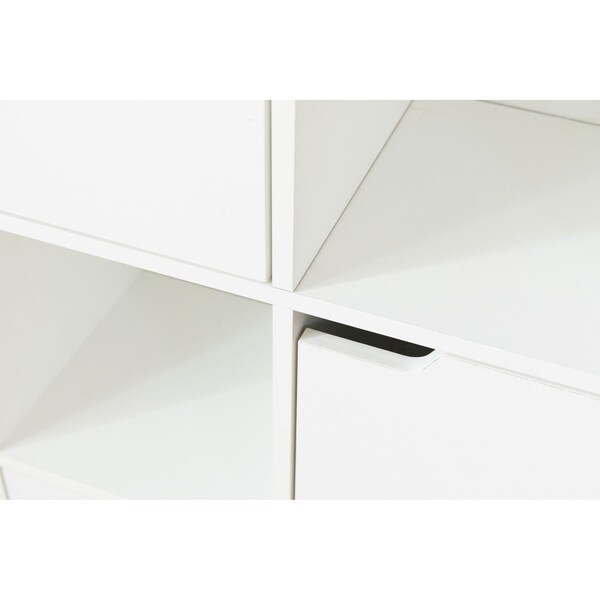 Basicwise 9 Cube Wooden Organizer with 5 Enclosed Doors and 4 Shelves, White - QI003677W