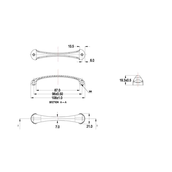 Richelieu 3 3/4 in (96 mm) Center-to-Center Metallic Nickel Contemporary Drawer Pull - BP459195