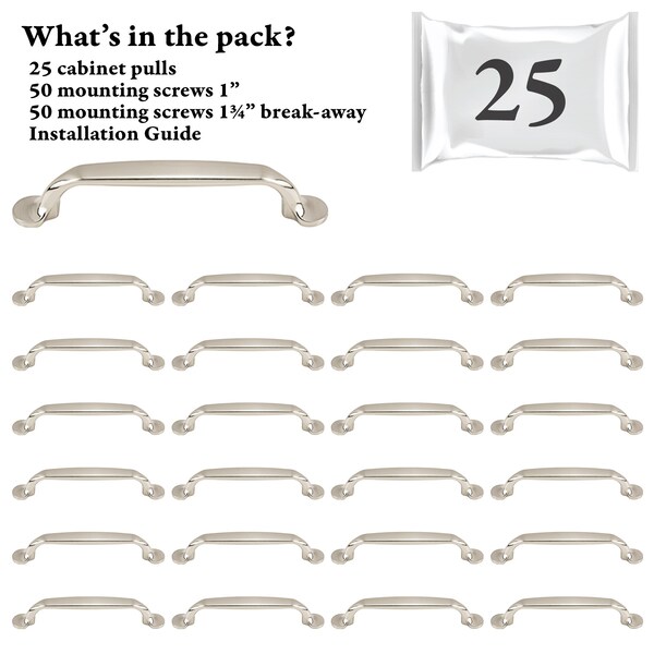Designperfect 3 3/4'' Center-to-Center Bar Pull, 25PK - DPA25S713SNB