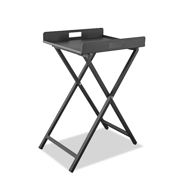 Homeroots Gray Aluminum Indoor Outdoor Tray Table - 372274