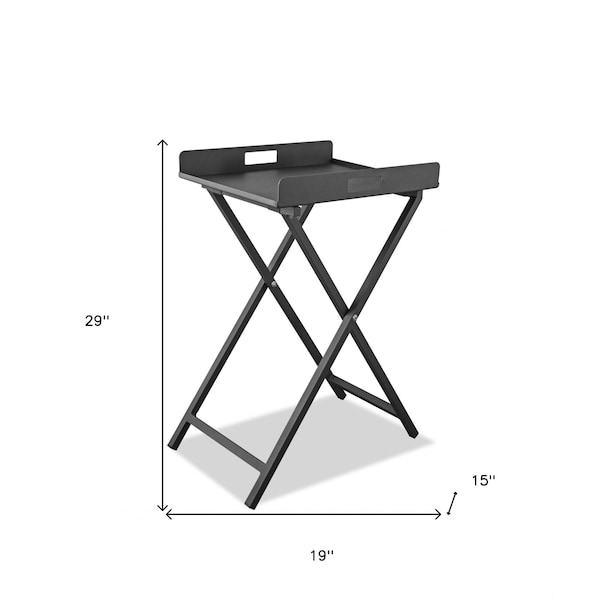 Homeroots Gray Aluminum Indoor Outdoor Tray Table - 372274