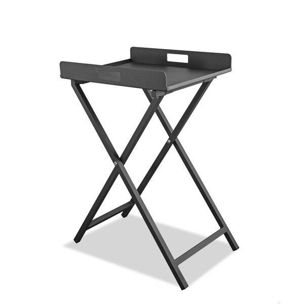 Homeroots Gray Aluminum Indoor Outdoor Tray Table - 372274