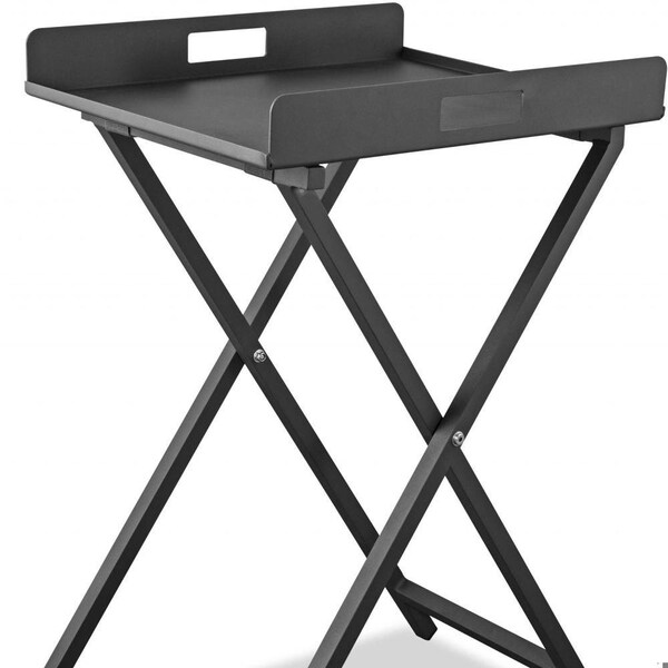 Homeroots Gray Aluminum Indoor Outdoor Tray Table - 372274
