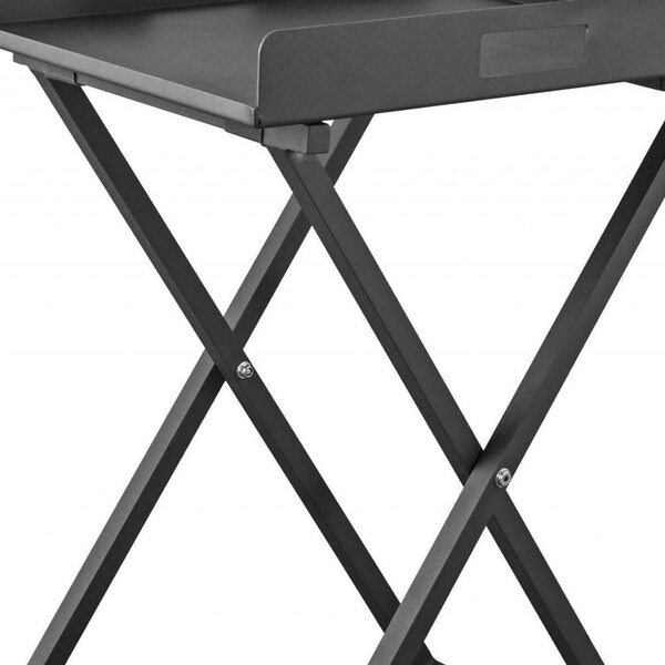 Homeroots Gray Aluminum Indoor Outdoor Tray Table - 372274