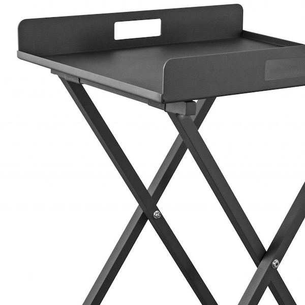 Homeroots Gray Aluminum Indoor Outdoor Tray Table - 372274