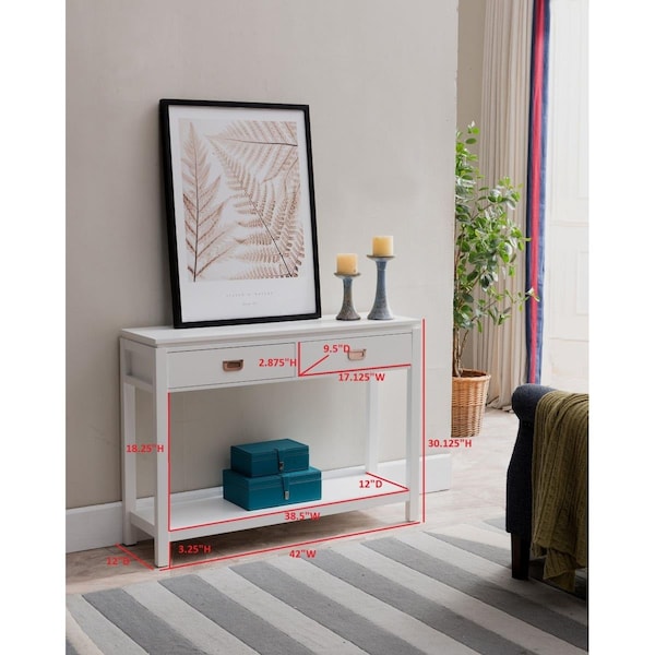 Kings Furniture Wood Console Table, White - C1295