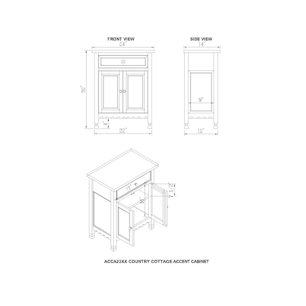 Alaterre Furniture Country Cottage Accent Cabinet, White Antique Finish - ACCA23WA