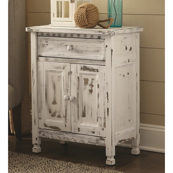 Alaterre Furniture Country Cottage Accent Cabinet, White Antique Finish - ACCA23WA