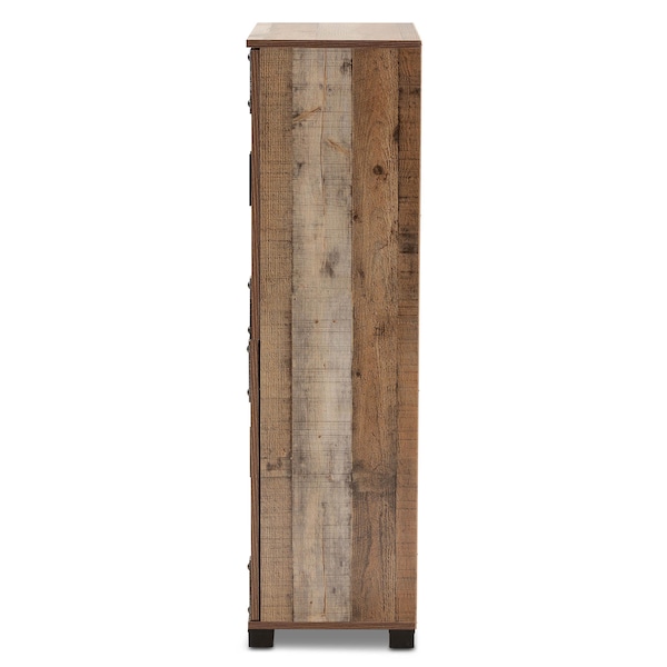 Baxton Studio Cyrille Farmhouse Rustic Finished Wood 4-Door Shoe Cabinet - 169-10888
