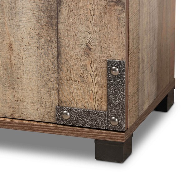 Baxton Studio Cyrille Farmhouse Rustic Finished Wood 4-Door Shoe Cabinet - 169-10888