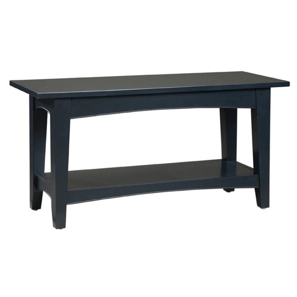 Alaterre Furniture Shaker Cottage Bench with Shelf, Charcoal Gray - ASCA03BL