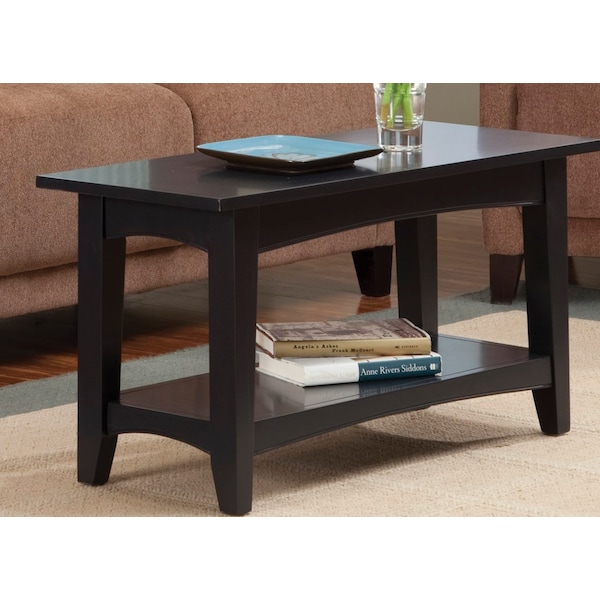 Alaterre Furniture Shaker Cottage Bench with Shelf, Charcoal Gray - ASCA03BL
