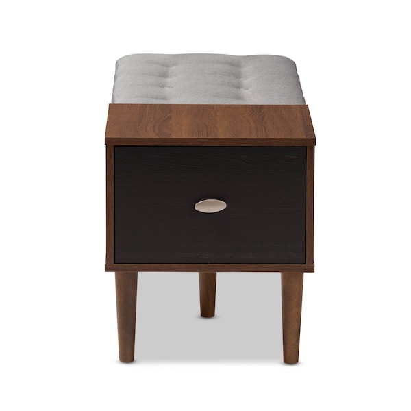 Baxton Studio Merrick 1-drawer Brown Wood Entryway Storage Grey Bench Shoe Cabinet - 143-8081